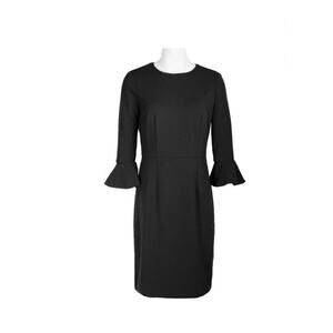 Donna Morgan Women’s Ruffle Cuff Sheath Dress 3/4 Sleeve Black Sz. 8
